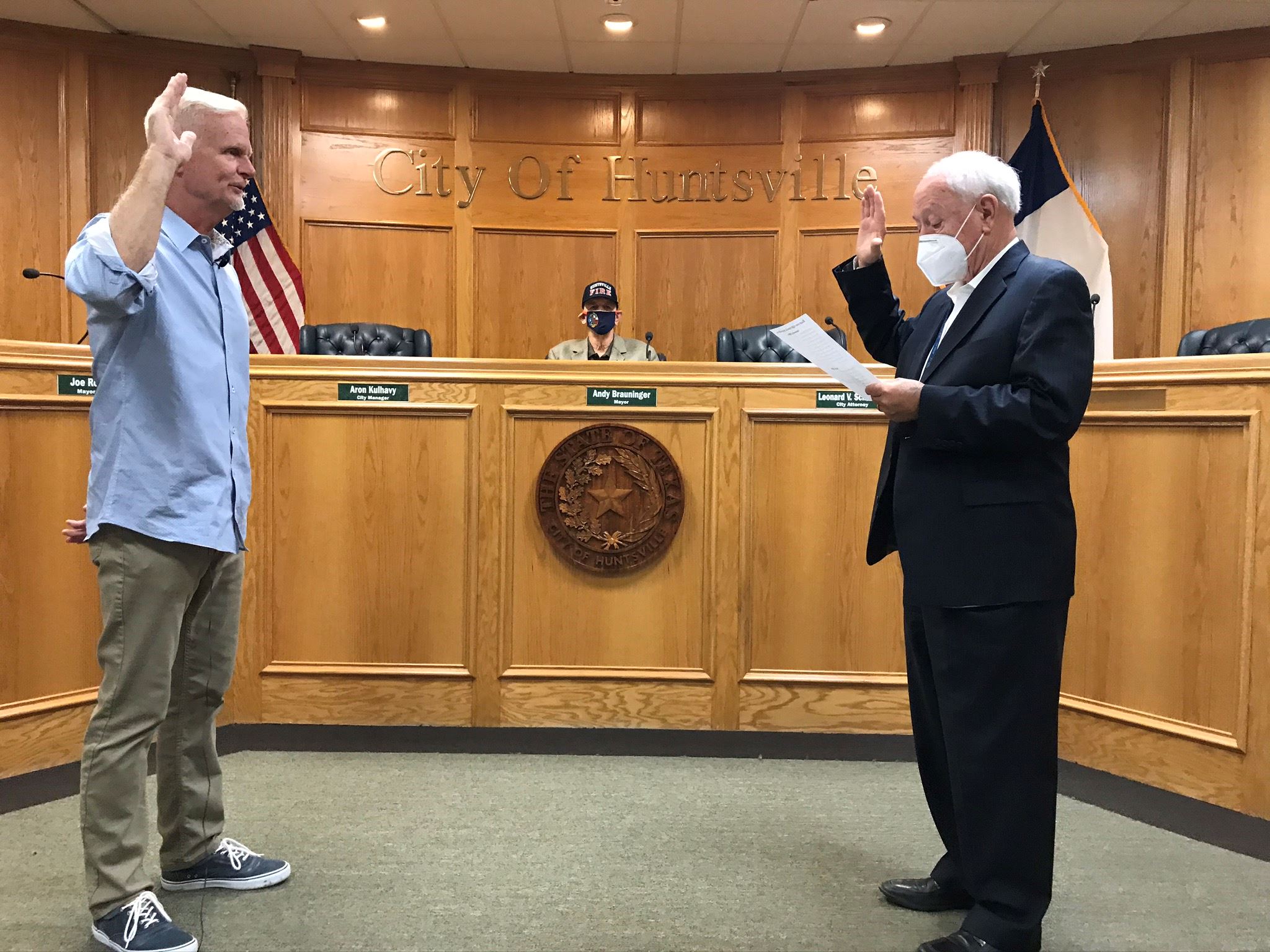 County Judge Danny Pierce swearing in Bert Lyle