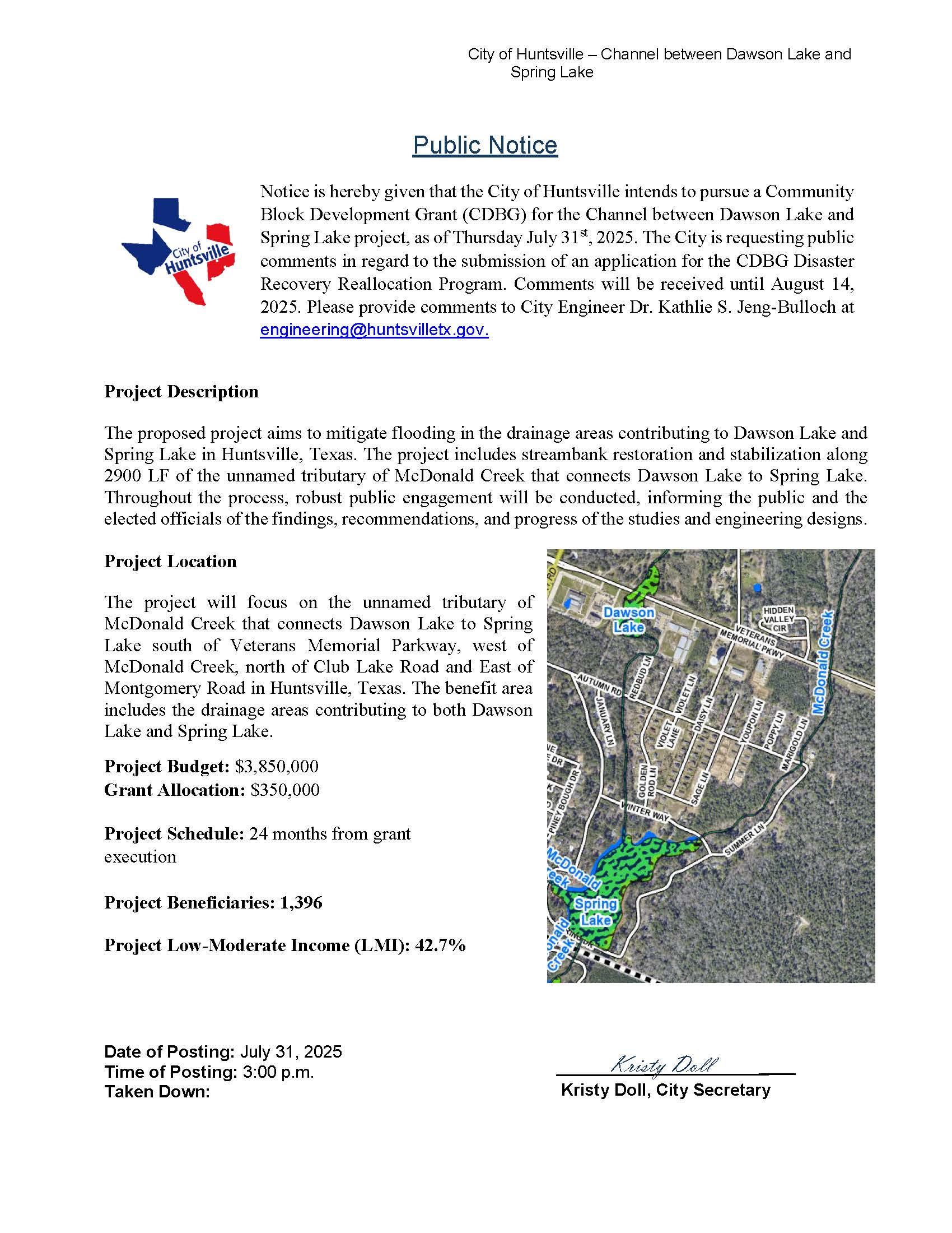 Huntsville CDBG Public Notice Dawson Downstream of Dam (1)